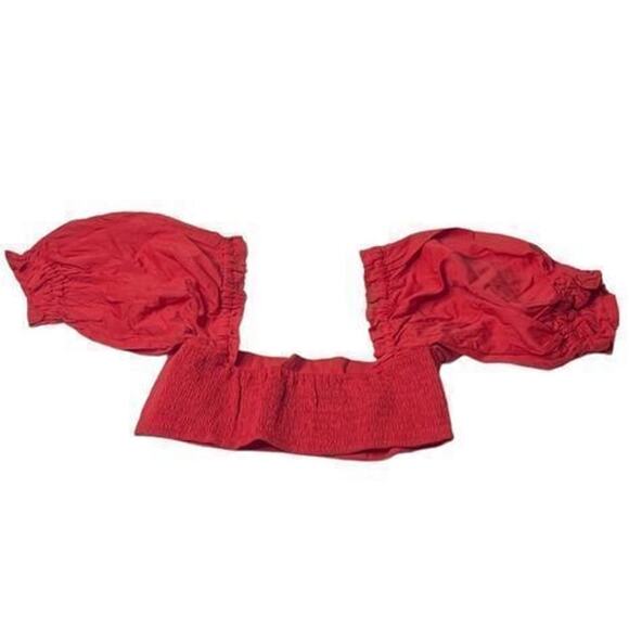 WeWoreWhat Womens Y2K Solid Obe Ruby Coco Crop Top Blouse Medium New - Picture 12 of 16